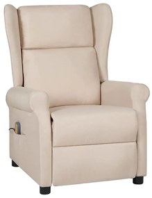 3098340 vidaXL Fotoliu electric rabatabil masaj/spătar cu aripi, crem, textil