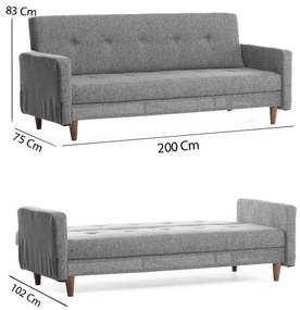 Canapea NARA, 2 locuri, gri deschis