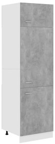 802542 vidaXL Dulap frigider, gri beton, 60 x 57 x 207 cm, lemn prelucrat