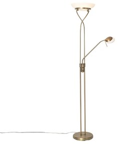 Lampă de podea bronz incluzând LED și dimmer cu lampă de citit - Empoli