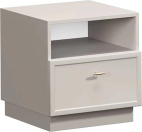 Noptieră cu sertar Lorini 45 cm - cașmir / mânere aurii T-bar