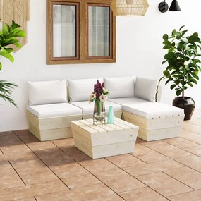 3063458 vidaXL Set mobilier grădină din paleți cu perne, 5 piese, lemn molid