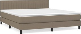 vidaXL Pat continental cu saltea, gri taupe, 180x200 cm, textil