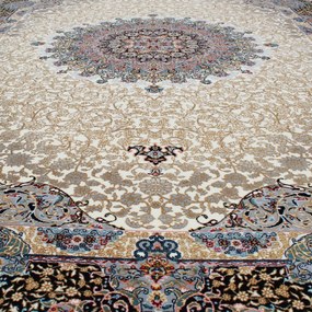 Covor Persan bej Kerman 140x200 covor mecanic elegant pentru living sau dormitor