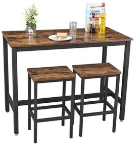 Set masă de bar cu 2 scaune BARTIS, maro/negru