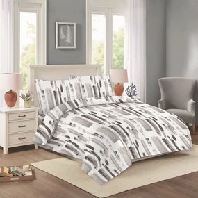 Lenjerie albă/gri din bumbac pentru pat dublu/extinsă 200x220 cm Nora – Cotton House