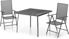 vidaXL Set de masă grădină, 3 piese, antracit, oțel
