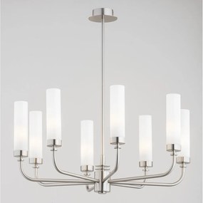 Candelabru 8 brate, otel nickel, sticla alb mat PRESTON 5083