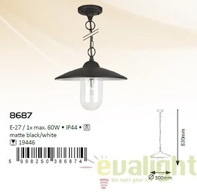 Lustra, Pendul de exterior, finisaj negru mat, IP44 Vigo 8687 RX