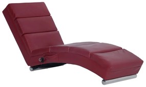 281297 vidaXL Șezlong de masaj, roșu vin, piele artificială