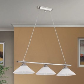 Lustra, Pendul realizat manual ARTDESIGN 3L, crom satinat/ alb opac