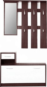 Set hol MECKI, wenge/alb, DTD laminat, format din cuier, oglinda si pa