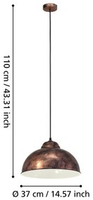 Lustră în culoarea bronz cu abajur din metal ø 37 cm TRURO 2 – EGLO