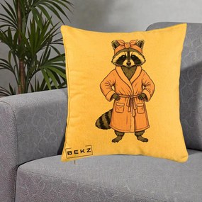 Perna Decorativa Albinuta Kawaii Vesela, 40x40 cm, Galben, Husa Detasabila, Perna Inclusa, BEKZ®