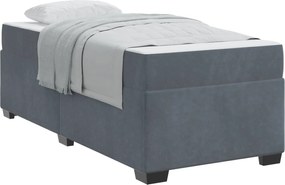 vidaXL Cadru de pat cu saltea Gri închis 90 x 190 cm țesătură