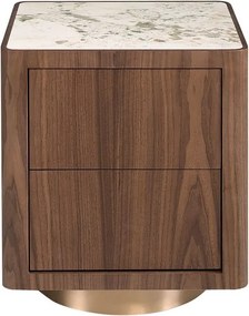 Noptiera din furnir de nuc cu blat marmura portelanata Walnut