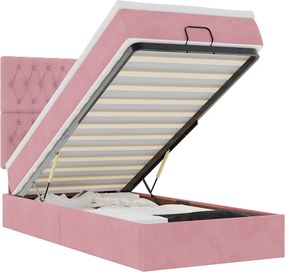 vidaXL Cadru de pat otoman cu saltele Roz 80x200cm catifea
