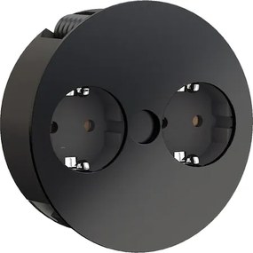 Priză încorporabilă în blat Twist Bachmann, 2 prize Schuko, negru, D:115 mm Negru, Metal/Plastic