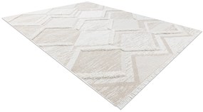 Covor ECO SISAL MOROC 22314 romburi, zigzag, boho franjuri - structural bej / cremă