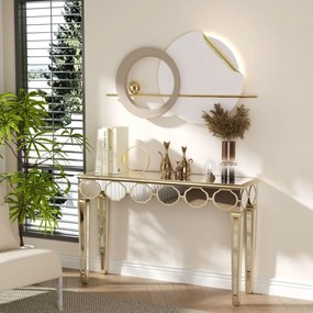 MAOG203 - Masa toaleta oglinda, masuta consola, 120 cm, cosmetica machiaj, vanity birou, Argintiu