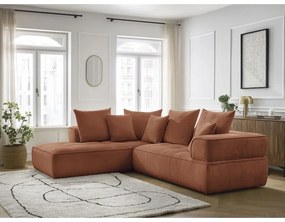 Colțar teracotă cu tapițerie din chenille (cu colț pe partea stângă/în formă de ”L”) Whesley – Bobochic Paris