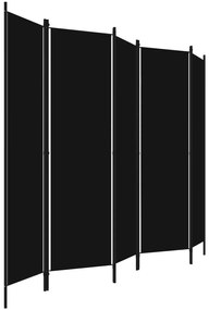 Paravan de camera cu 5 panouri, negru, 250 x 180 cm Negru, 5