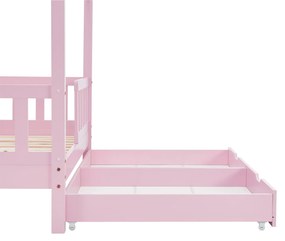Patut Marli 90 x 200 cm cu 2 sertare si grilaj sipci - roz