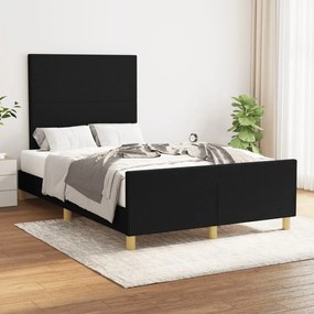 Cadru de pat cu tablie, negru, 120x200 cm, textil Negru, 120 x 200 cm, Design simplu