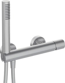 🚿 Baterie pentru duș SILIA HEXA, cu set de duș – Finisaj oțel șlefuit – Cod BHS_F41M