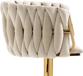 Set de 2 scaune de bar vintage cu spătar și suport pentru picioare, scaune de dining, Fildeș