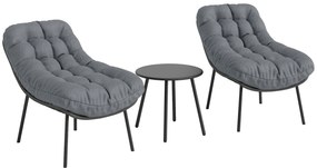 Outsunny Set de mobilier de grădină exterior din rășină întrețesută 2 persoane cu perne de 15 cm grosime gri | Aosom Romania