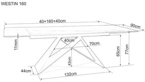 Masa extensibila Westin Ceramic OSSIDO BRUNO maro/negru mat L160-240 cm