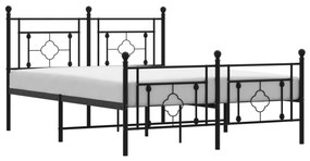 374356 vidaXL Cadru pat metalic cu tăblie de cap/picioare, negru, 135x190 cm