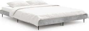vidaXL Cadru de pat, gri beton, 140x190 cm, lemn prelucrat