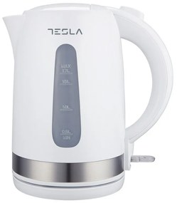 Cana electrica Tesla KT200WX, 2200W, 1,7 L, Incalzitor ascuns, Strix Control, Indicator luminos, Alb/Inox