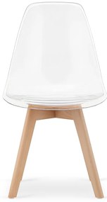 Scaun transparent KITO cu picioare din lemn de fag