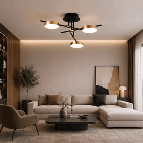 Plafonieră LED Modernă Erste Kara 30W 1800lm 3000K 520x80mm Negru Auriu Corp Iluminat Interior Elegant Design Geometric pentru Living Dormitor