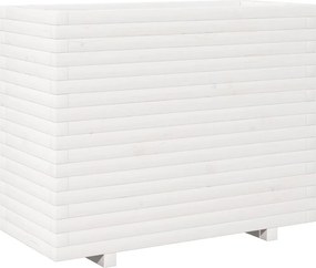 vidaXL Jardinieră de grădină, alb, 90x40x72,5 cm, lemn masiv de pin