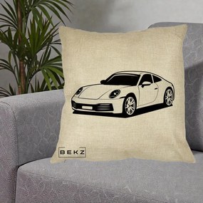 Perna Personalizata Porsche 911 Silueta, 40x40 cm, Crem, Husa Detasabila, Perna Inclusa, BEKZ®