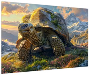 Tablou - Țestoasă și peisaj montan (90x60 cm)