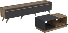 Mobilier living AMSTERDAM, nuc/gri antracit, PAL melaminat, 2 piese