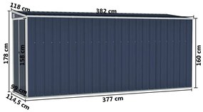 Sopron gradina montaj perete antracit 118x382x178 cm otel Antracit, 118 x 382 x 178 cm