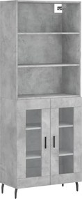 vidaXL Dulap înalt, gri beton, 69,5x34x180, lemn compozit