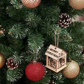 HOMCOM Brad de Crăciun Înzăpezit Înalt cu 395 Crengi, Brad Artificial de Crăciun cu Conuri și Bază, Ø54 x 150 cm, Verde | Aosom Romania