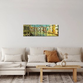 Tablou - Canalul de la Veneția și gondole (cu ceas) (90x30 cm)