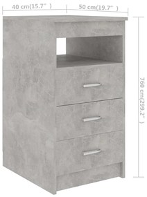 Dulap cu sertare, gri beton, 40x50x76 cm, lemn compozit 1, Gri beton
