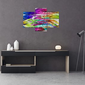 Tablou - Zid de cărămidă cu flăcări colorate (90x60 cm)