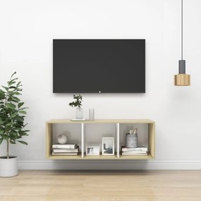 Dulap TV montat pe perete, stejar Sonoma  alb 37x37x107 cm PAL 1, sonoma oak and white, 37 x 37 x 107 cm