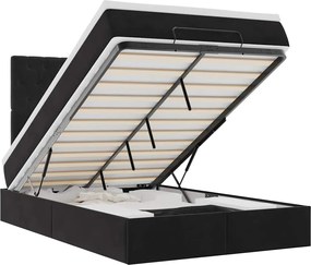 vidaXL Cadru de pat otoman cu saltele, catifea neagră 120x200cm