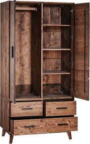 Dulap lemn masiv Timeless 3 Sertare 2 Uși Whisky, 100 × 55 × 200 cm